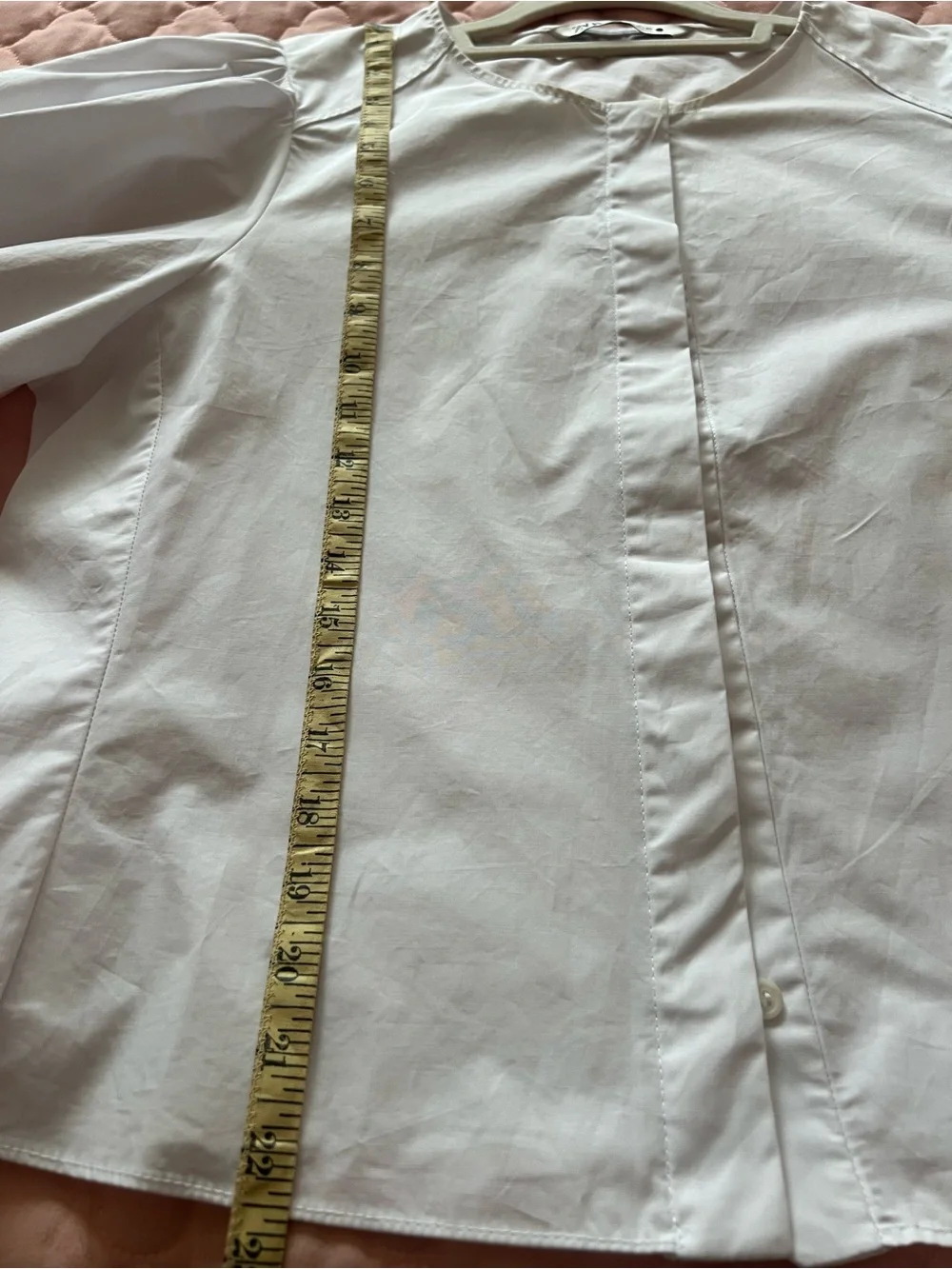 Zara White Puff-Sleeve Buttonless Blouse
